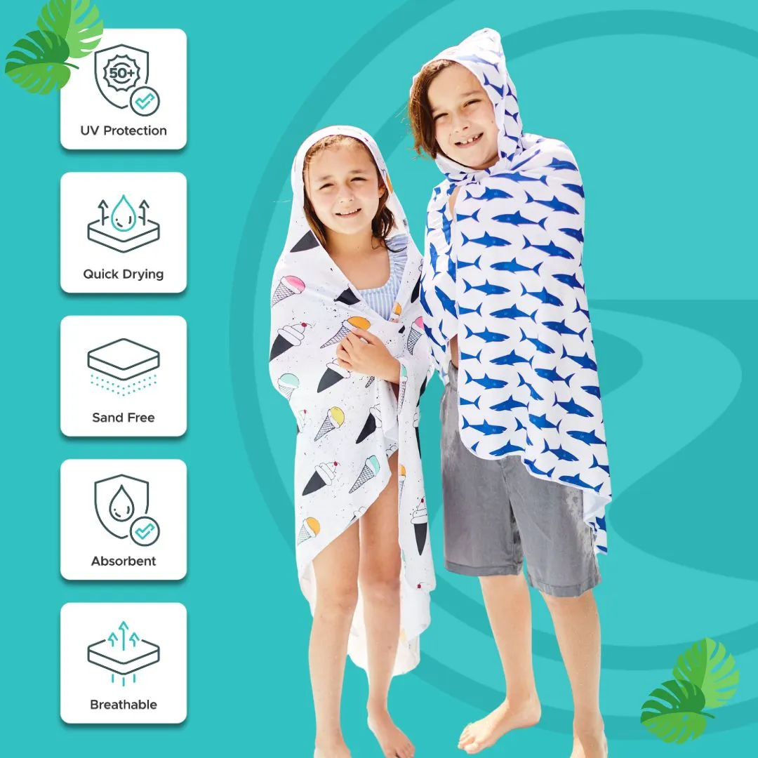 Kids UPF 50  Beach/Pool Towel with Hood (Sports)