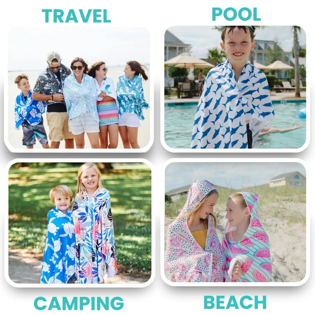 Kids UPF 50  Beach/Pool Towel with Hood (Sports)
