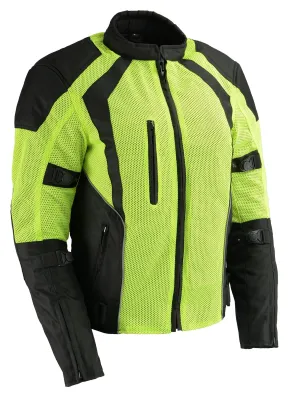 Ladies High Visibility Mesh Racer Jacket w/ Reflective Piping