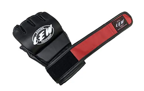 LEW Red/Black Fight/MMA/Muay Thai Thumb Protection Grappling Gloves (Black/Red, Large/X-Large)