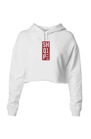 Lightweight Crop Hoodie-White Red Text