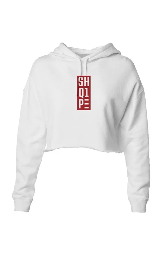 Lightweight Crop Hoodie-White Red Text