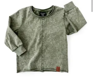 LONG SLEEVE ACID WASH TEE - GREEN
