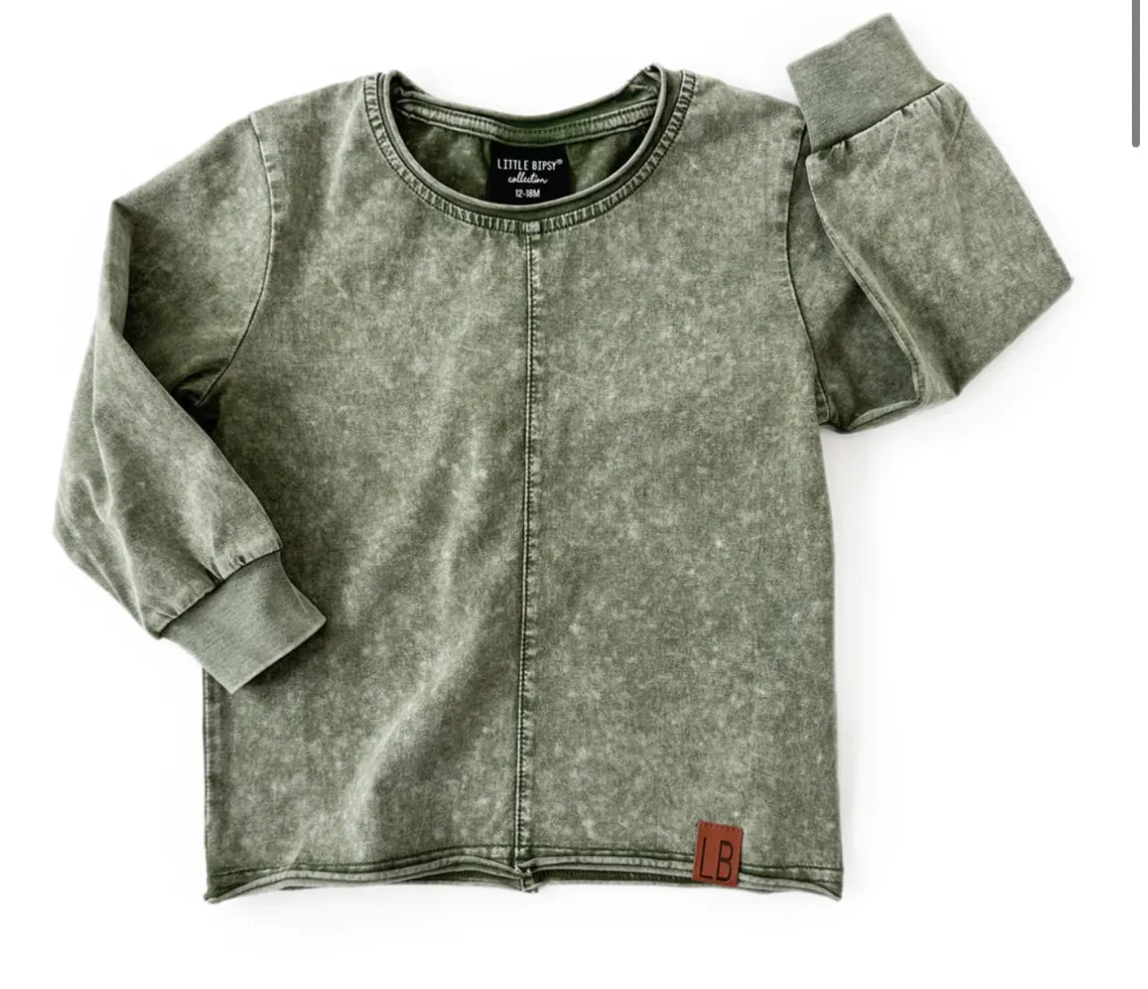LONG SLEEVE ACID WASH TEE - GREEN