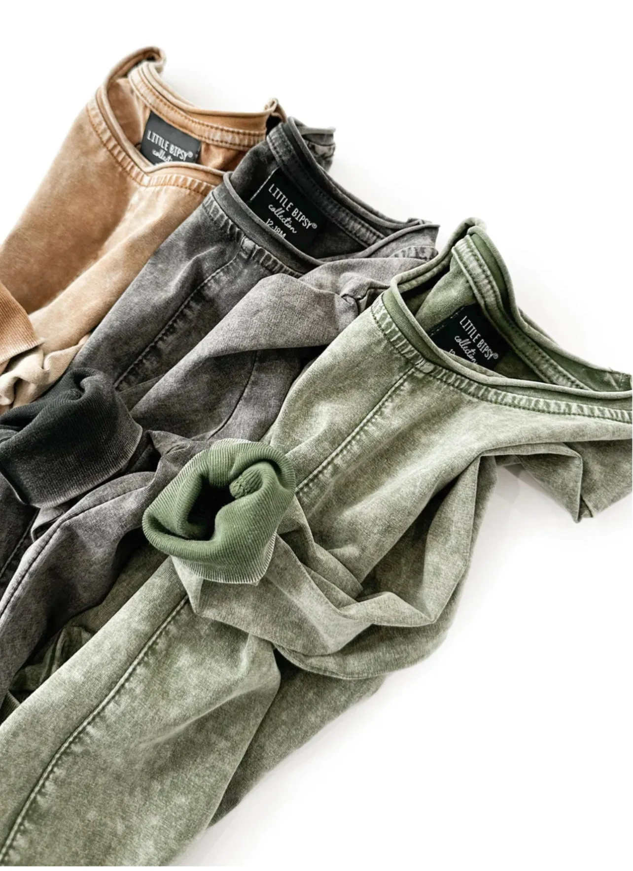 LONG SLEEVE ACID WASH TEE - GREEN