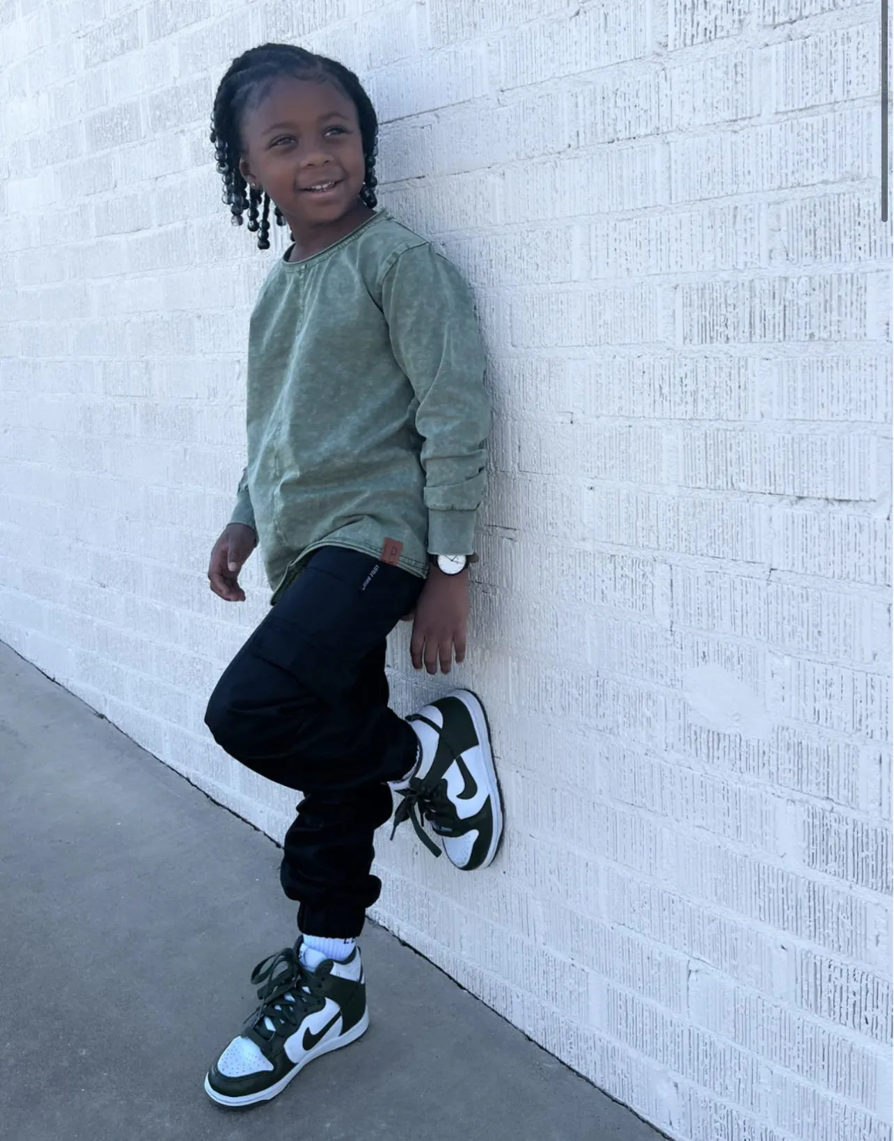 LONG SLEEVE ACID WASH TEE - GREEN