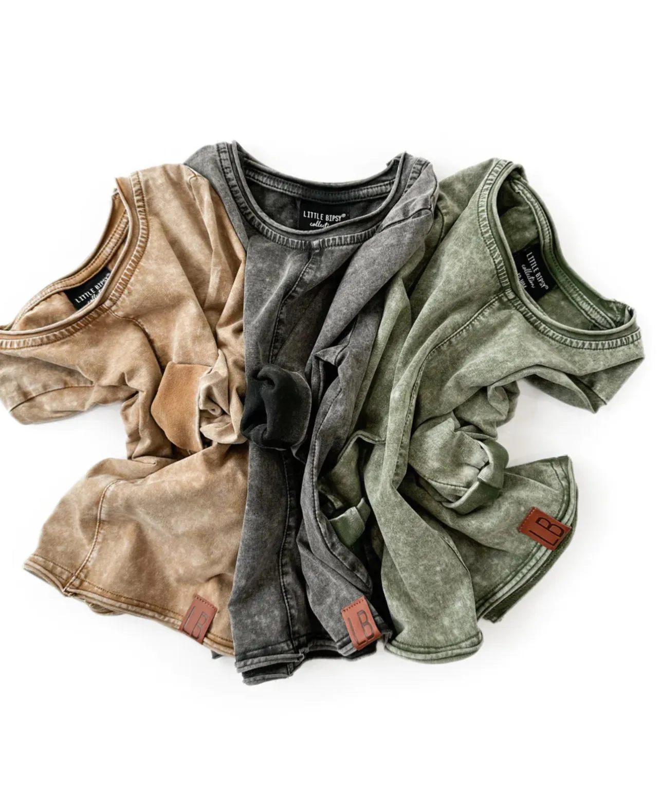 LONG SLEEVE ACID WASH TEE - GREEN