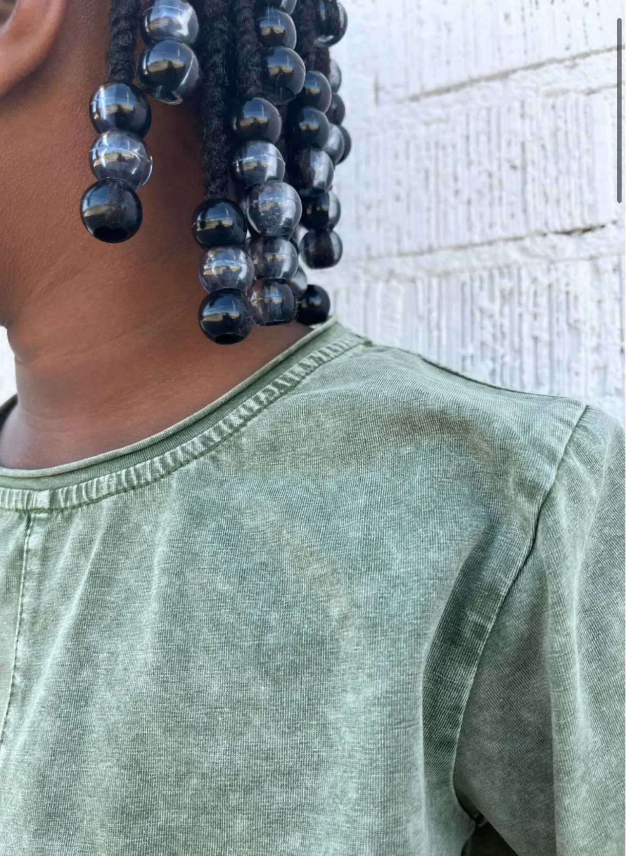 LONG SLEEVE ACID WASH TEE - GREEN