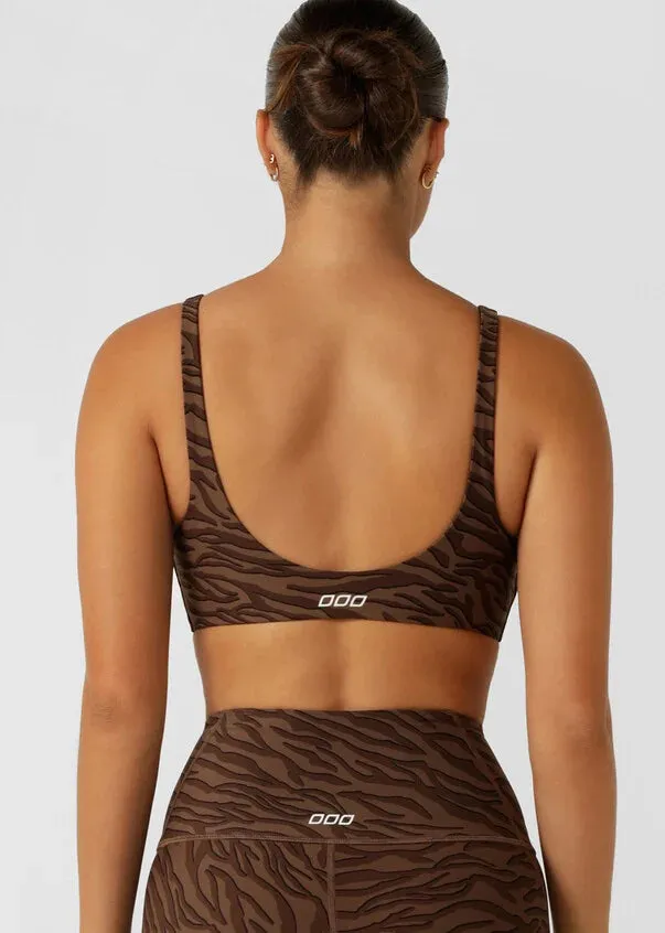 Lorna Jane Safari All Day Sports Bra - Espresso Safari Print