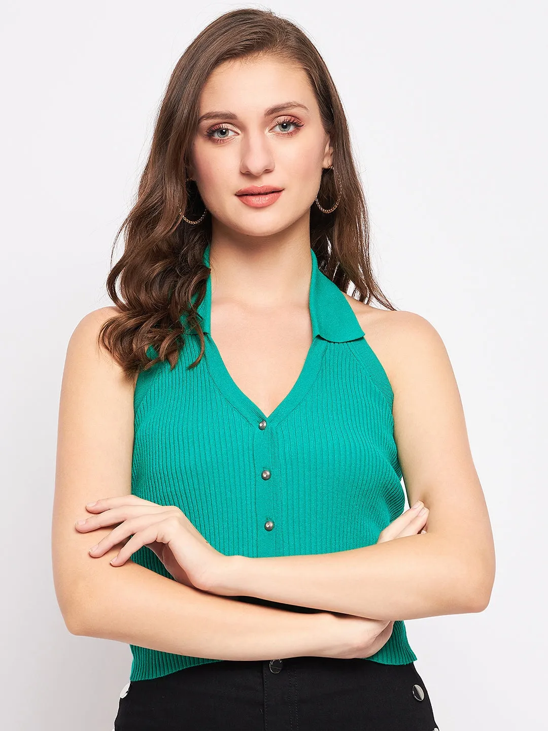 Madame Green Knit Halter Top