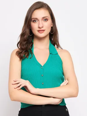 Madame Green Knit Halter Top