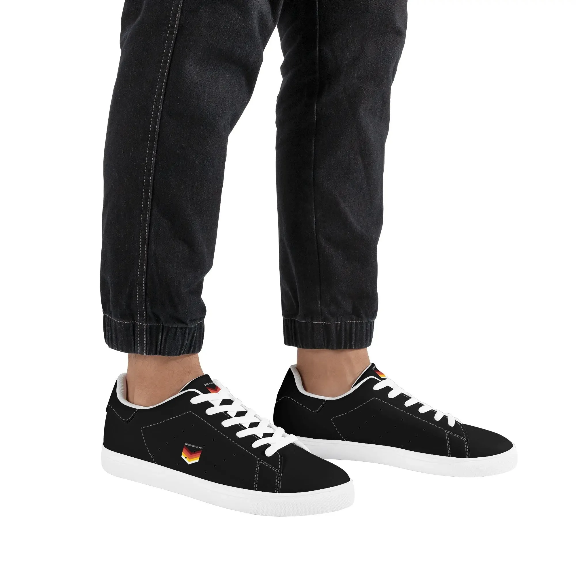 Mens Rubber Low Top Leather Sneakers