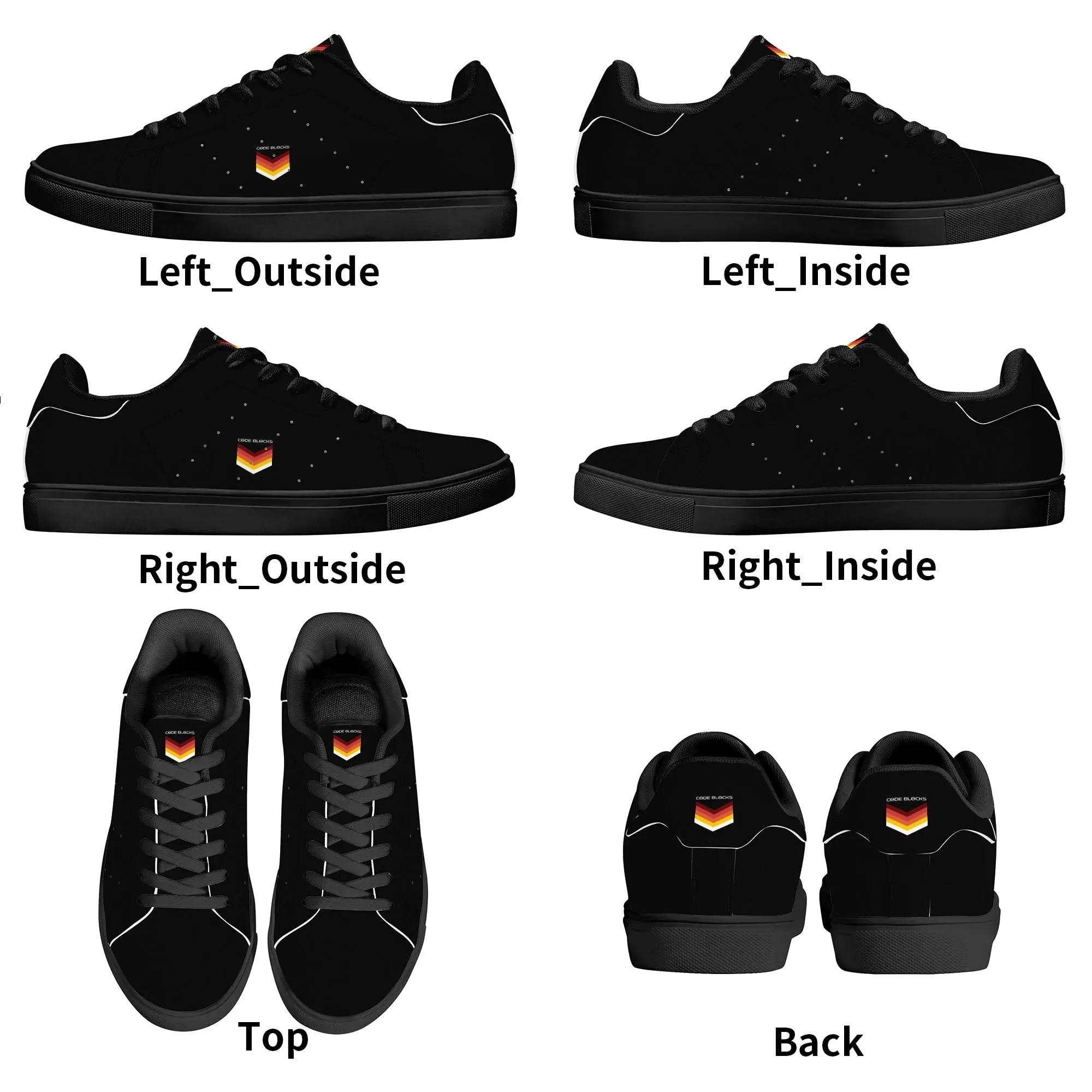 Mens Rubber Low Top Leather Sneakers