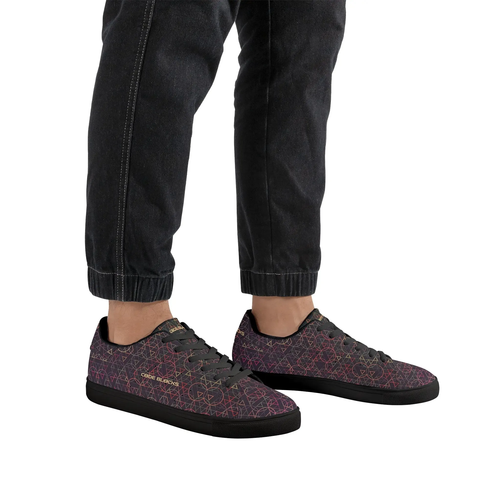 Mens Rubber Low Top Leather Sneakers
