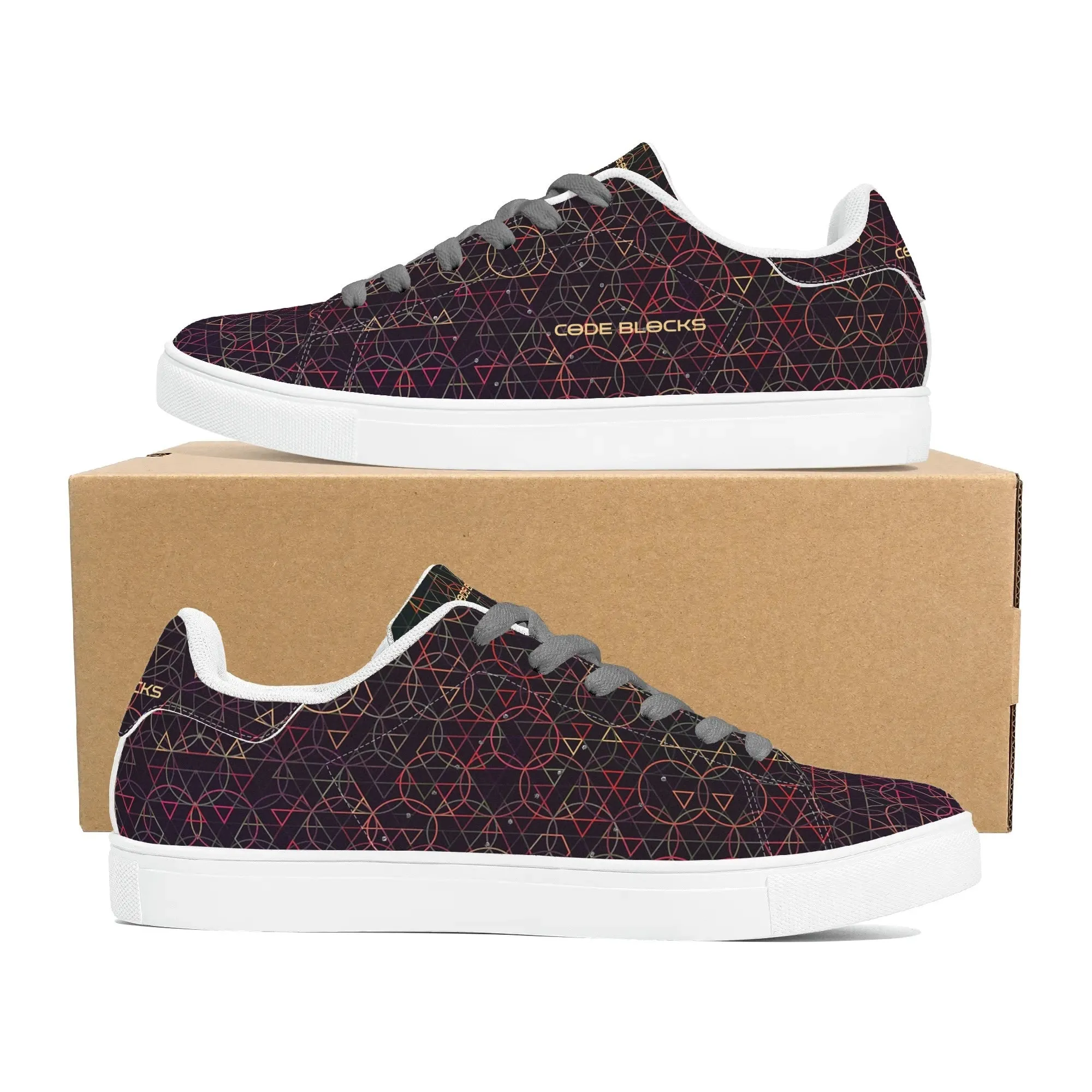 Mens Rubber Low Top Leather Sneakers