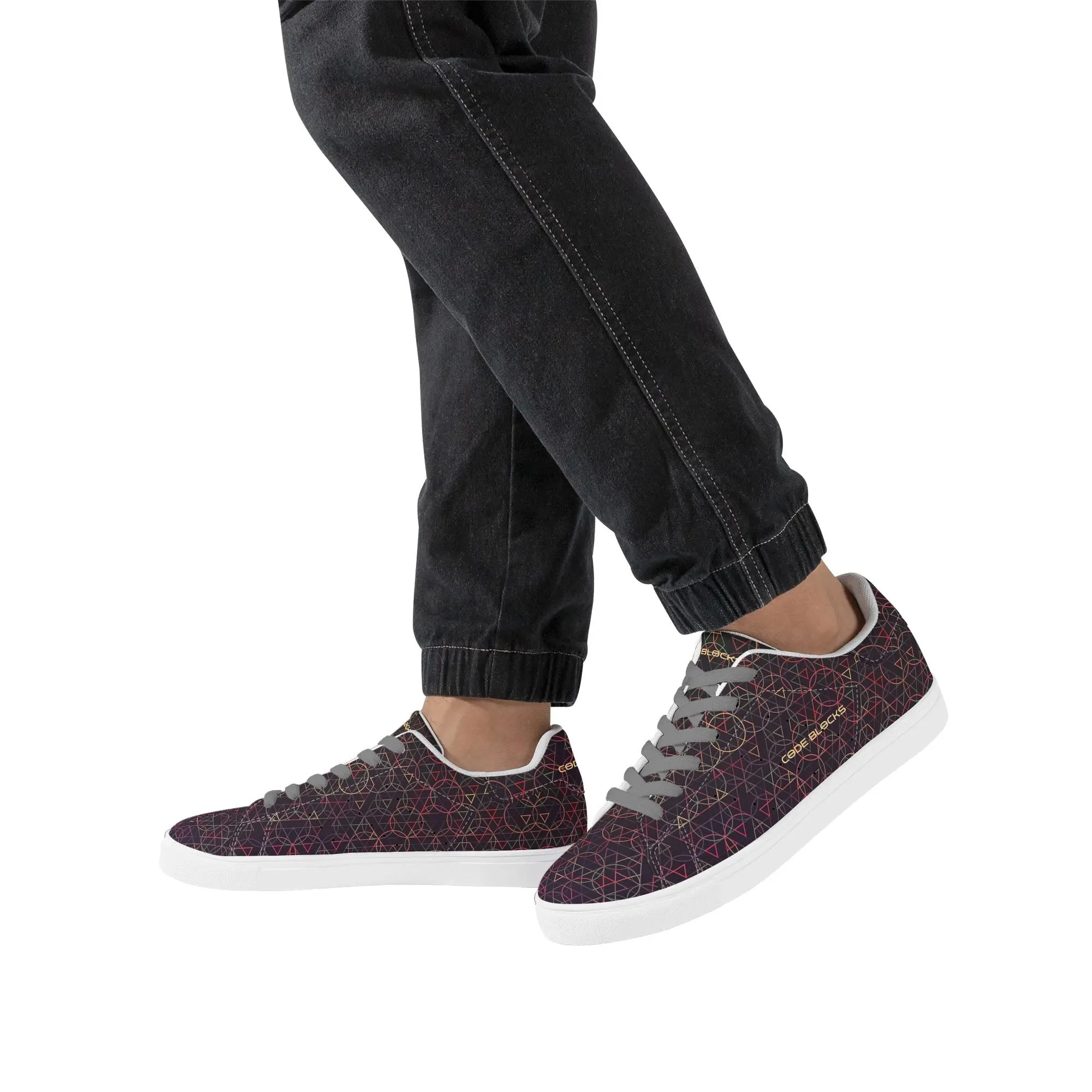 Mens Rubber Low Top Leather Sneakers