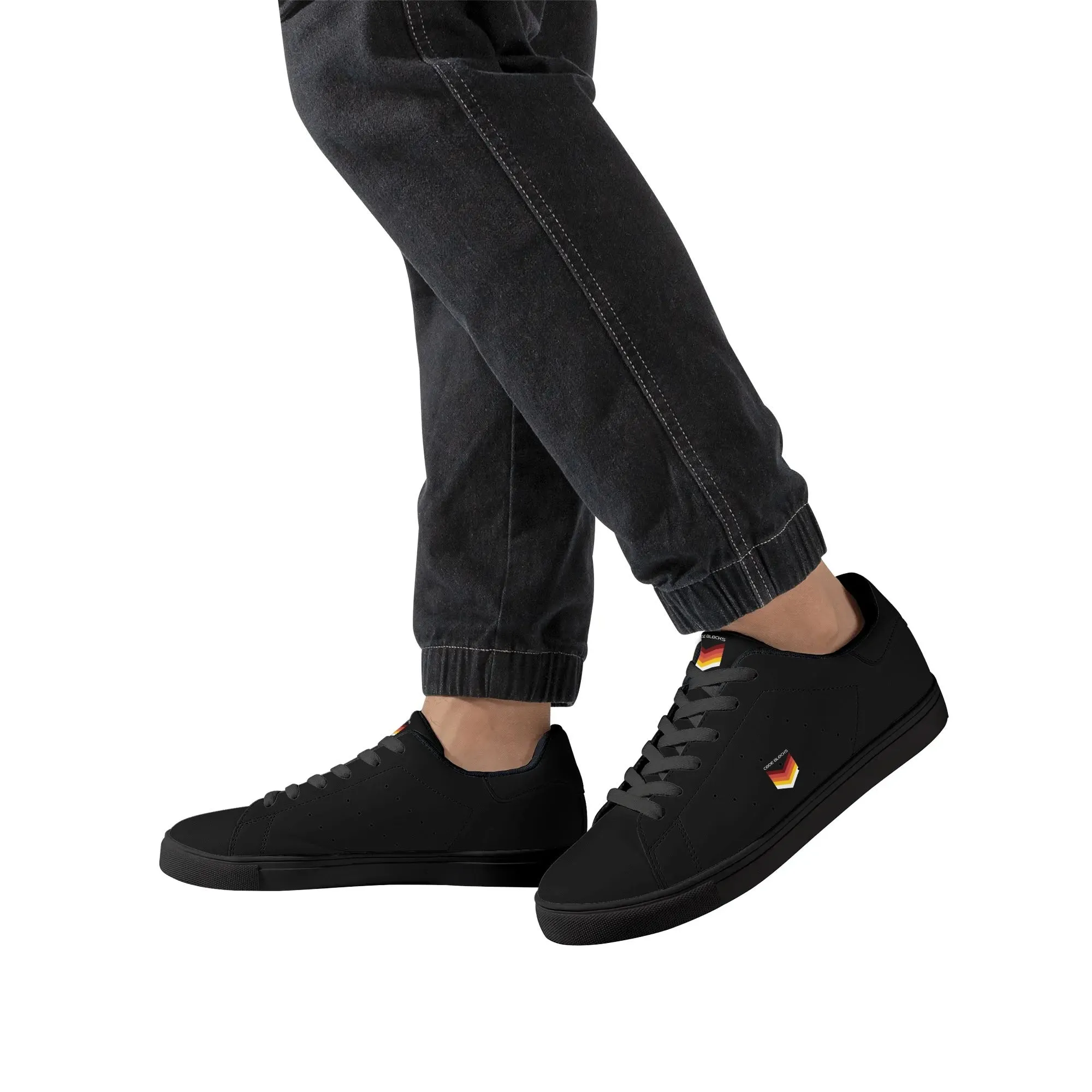 Mens Rubber Low Top Leather Sneakers