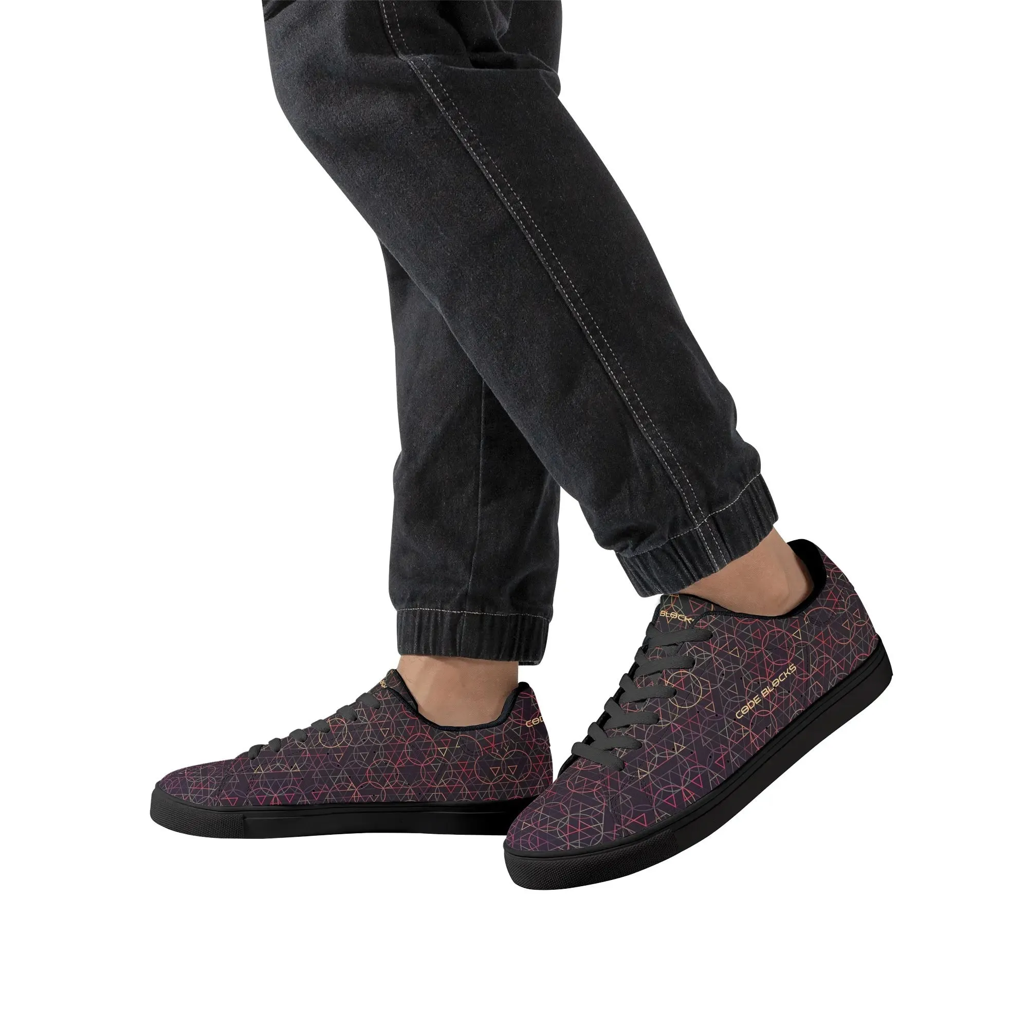 Mens Rubber Low Top Leather Sneakers