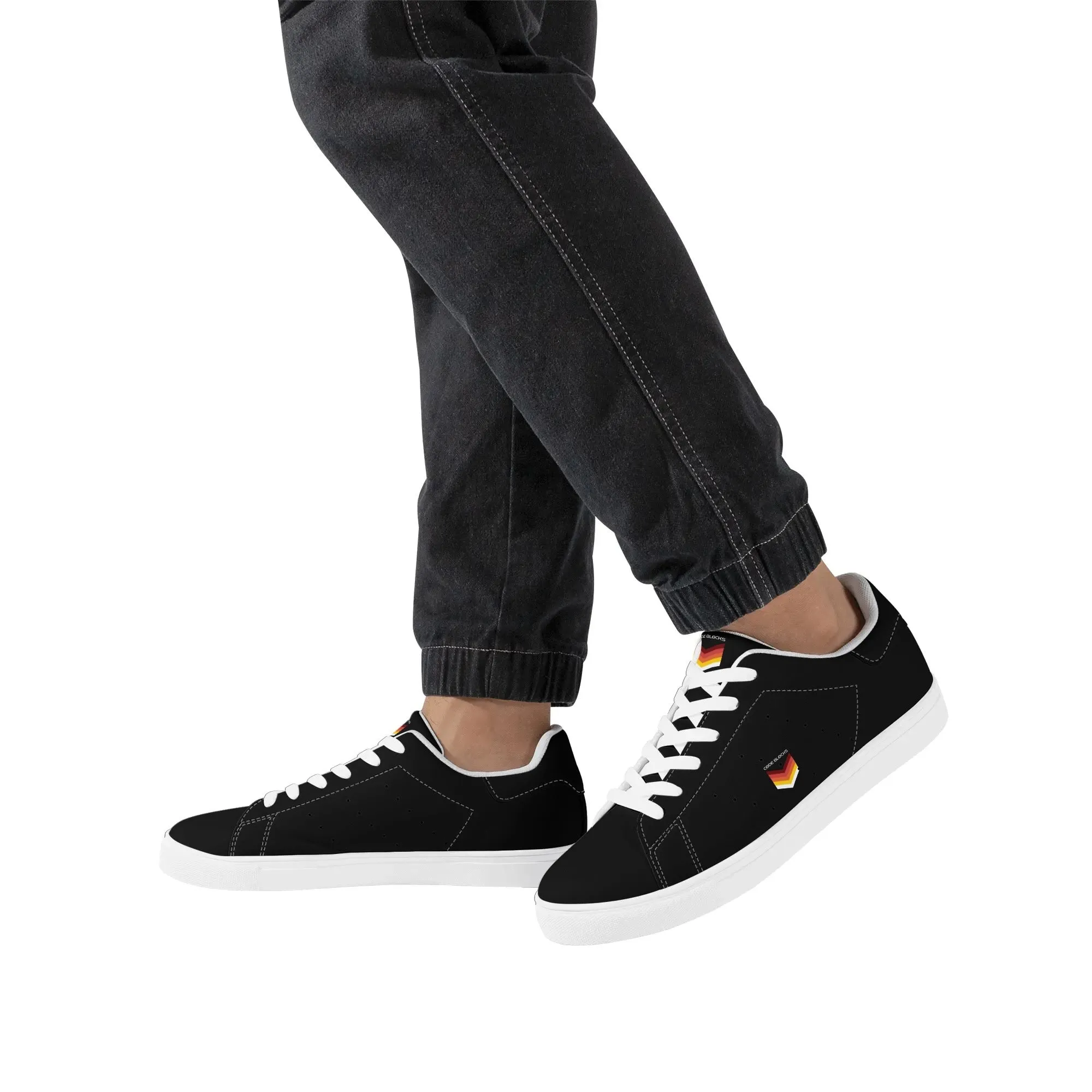 Mens Rubber Low Top Leather Sneakers