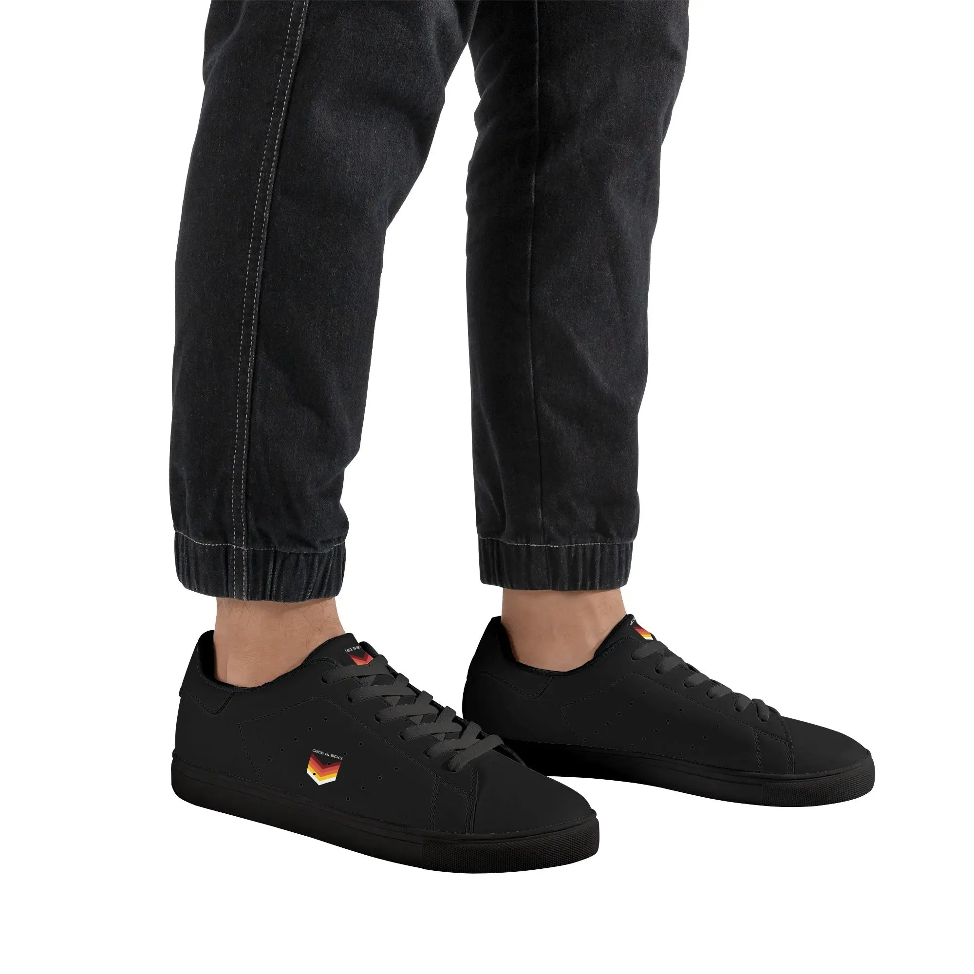 Mens Rubber Low Top Leather Sneakers