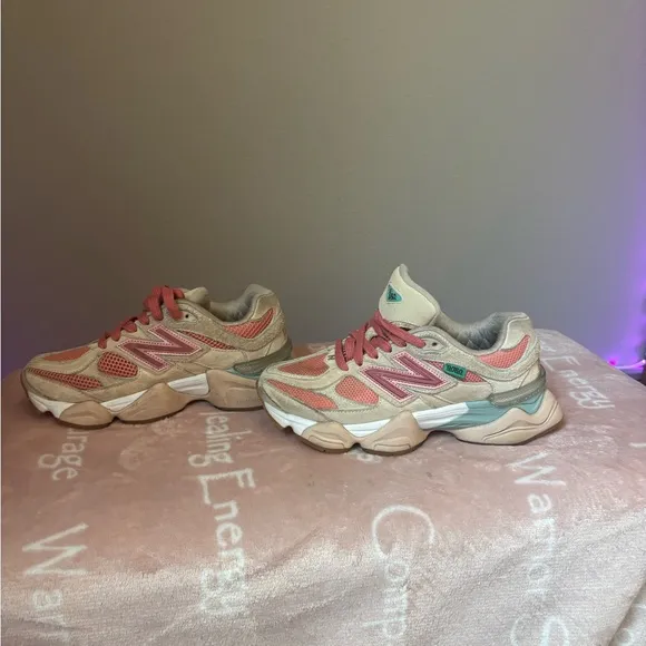 New Balance Kids' Pink and Cream Sneakers