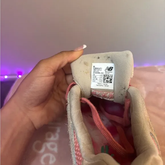 New Balance Kids' Pink and Cream Sneakers