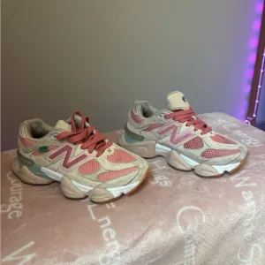 New Balance Kids' Pink and Cream Sneakers