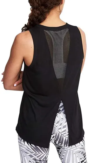 New Hongyi Women's Cute Yoga Workout Mesh Back Open Back Tank Top, Black, Sz L!
