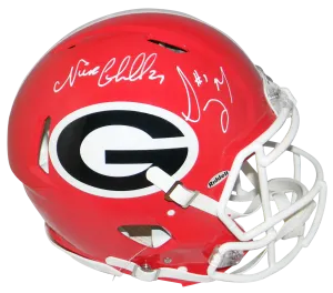 NICK CHUBB & SONY MICHEL SIGNED GEORGIA BULLDOGS AUTHENTIC SPEED HELMET BECKETT