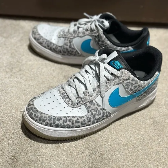 Nike Leopard Print Sneakers with Blue Swoosh