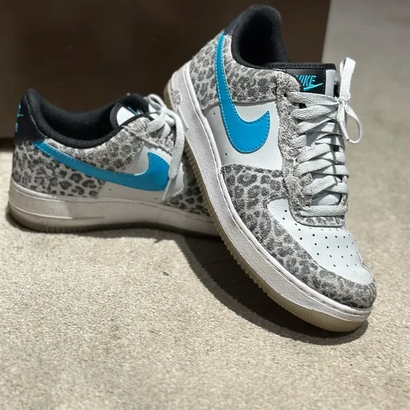 Nike Leopard Print Sneakers with Blue Swoosh