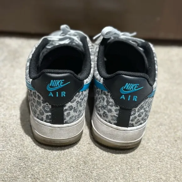 Nike Leopard Print Sneakers with Blue Swoosh