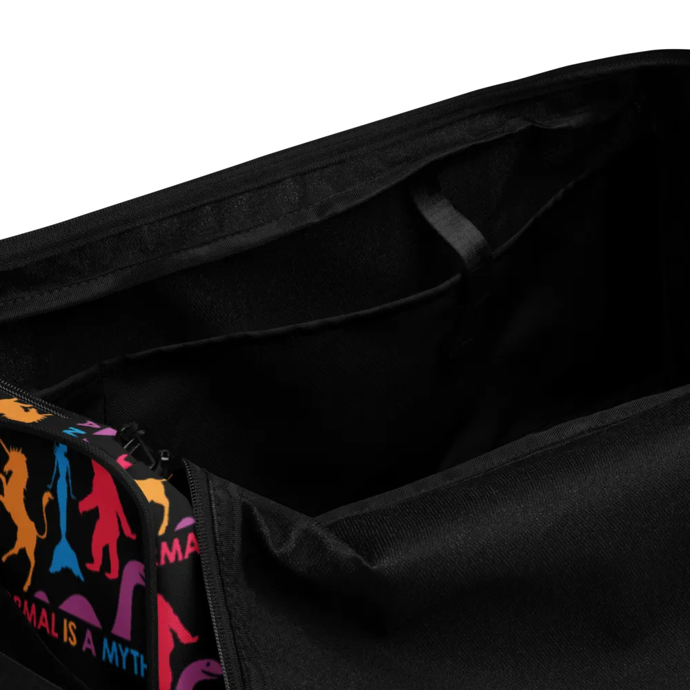 Normal is a Myth (Bigfoot, Mermaid, Unicorn & Loch Ness Monster Pattern) Duffle Bag