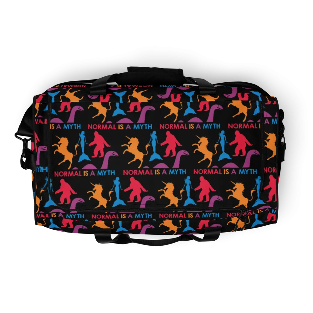 Normal is a Myth (Bigfoot, Mermaid, Unicorn & Loch Ness Monster Pattern) Duffle Bag