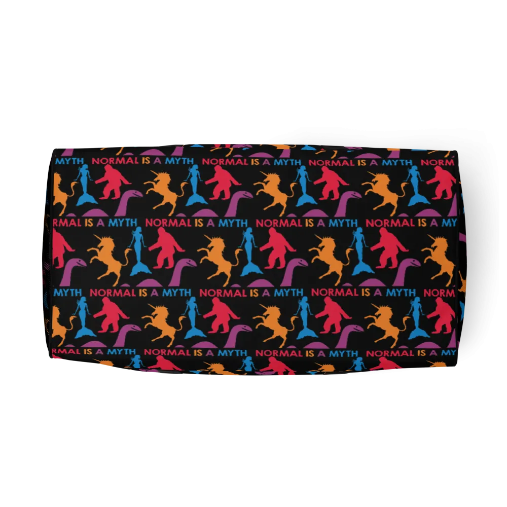 Normal is a Myth (Bigfoot, Mermaid, Unicorn & Loch Ness Monster Pattern) Duffle Bag