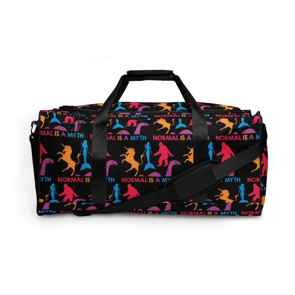 Normal is a Myth (Bigfoot, Mermaid, Unicorn & Loch Ness Monster Pattern) Duffle Bag