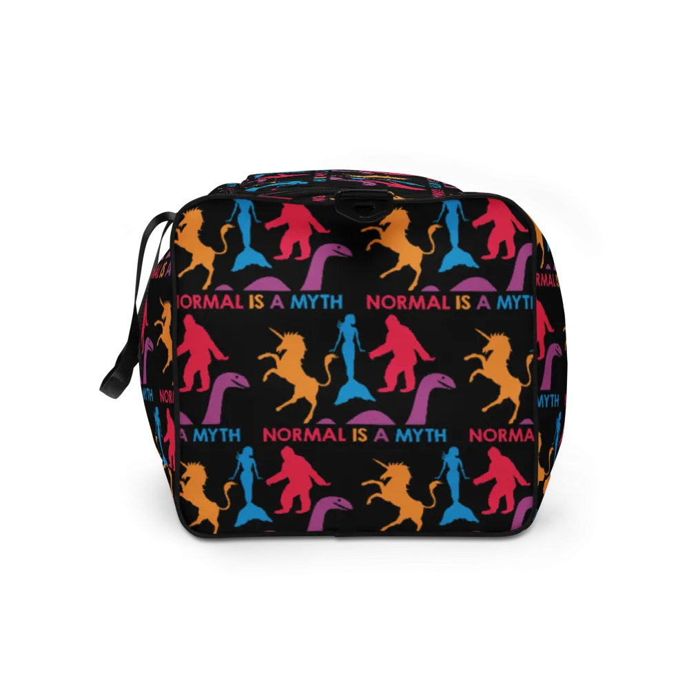 Normal is a Myth (Bigfoot, Mermaid, Unicorn & Loch Ness Monster Pattern) Duffle Bag