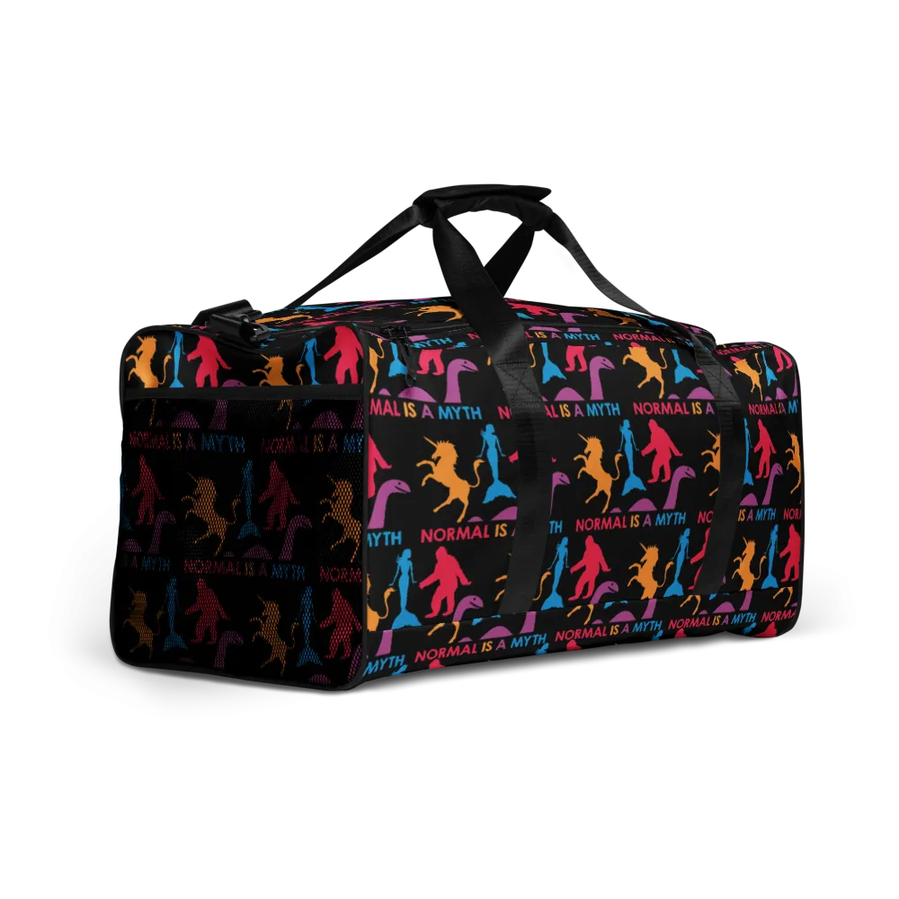 Normal is a Myth (Bigfoot, Mermaid, Unicorn & Loch Ness Monster Pattern) Duffle Bag