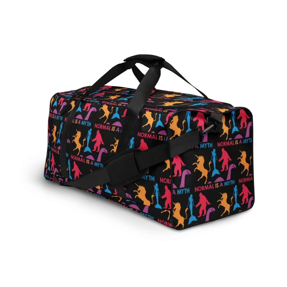 Normal is a Myth (Bigfoot, Mermaid, Unicorn & Loch Ness Monster Pattern) Duffle Bag
