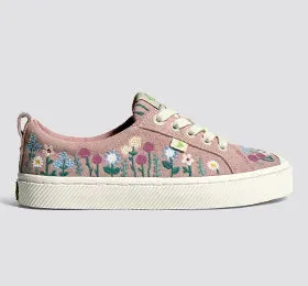 OCA Low Rose Suede Embroidered Flowers Sneaker Men