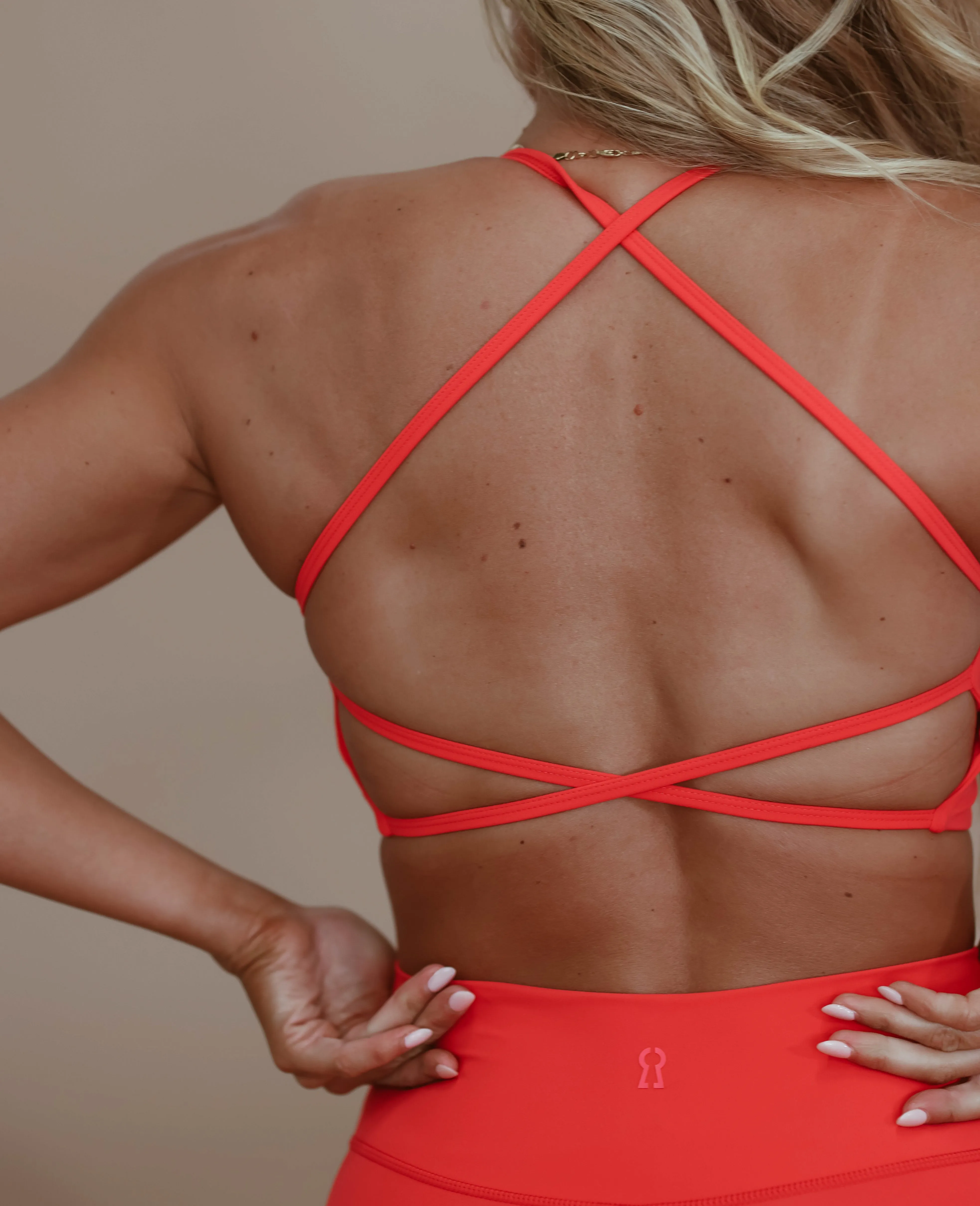 Open Back Crop Tank - Hibiscus