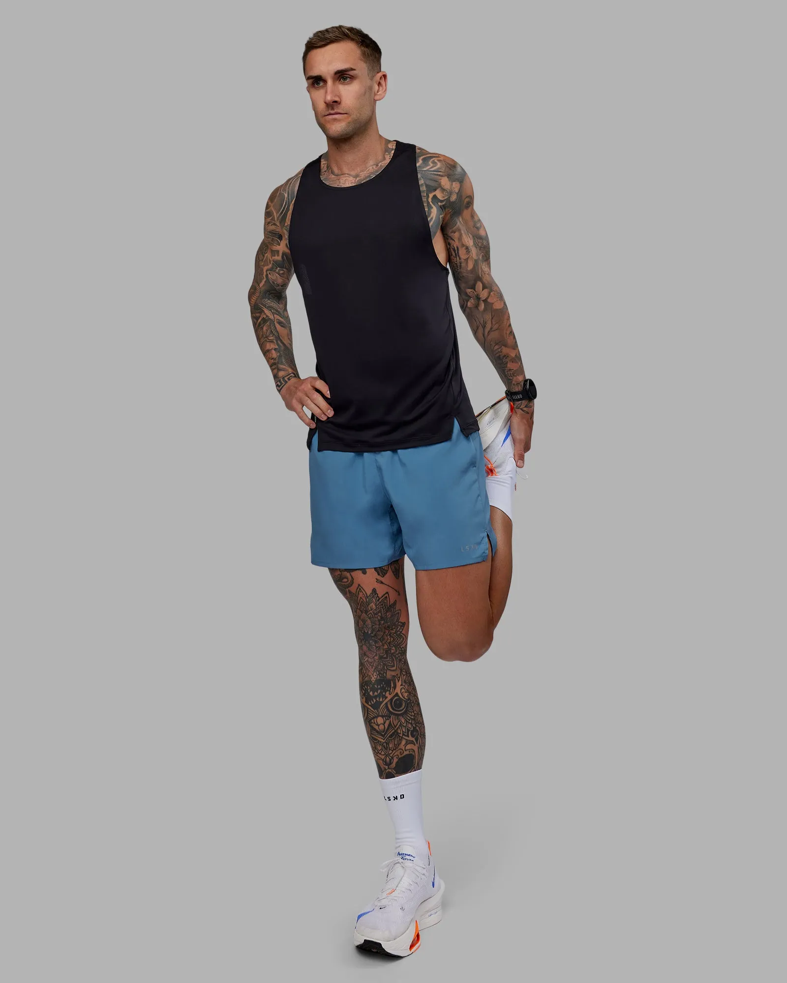 Pace Lined Performance Short  5" - Elemental Blue