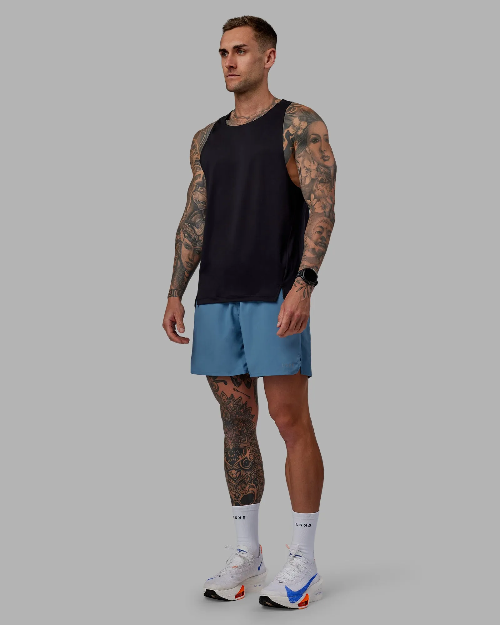 Pace Lined Performance Short  5" - Elemental Blue