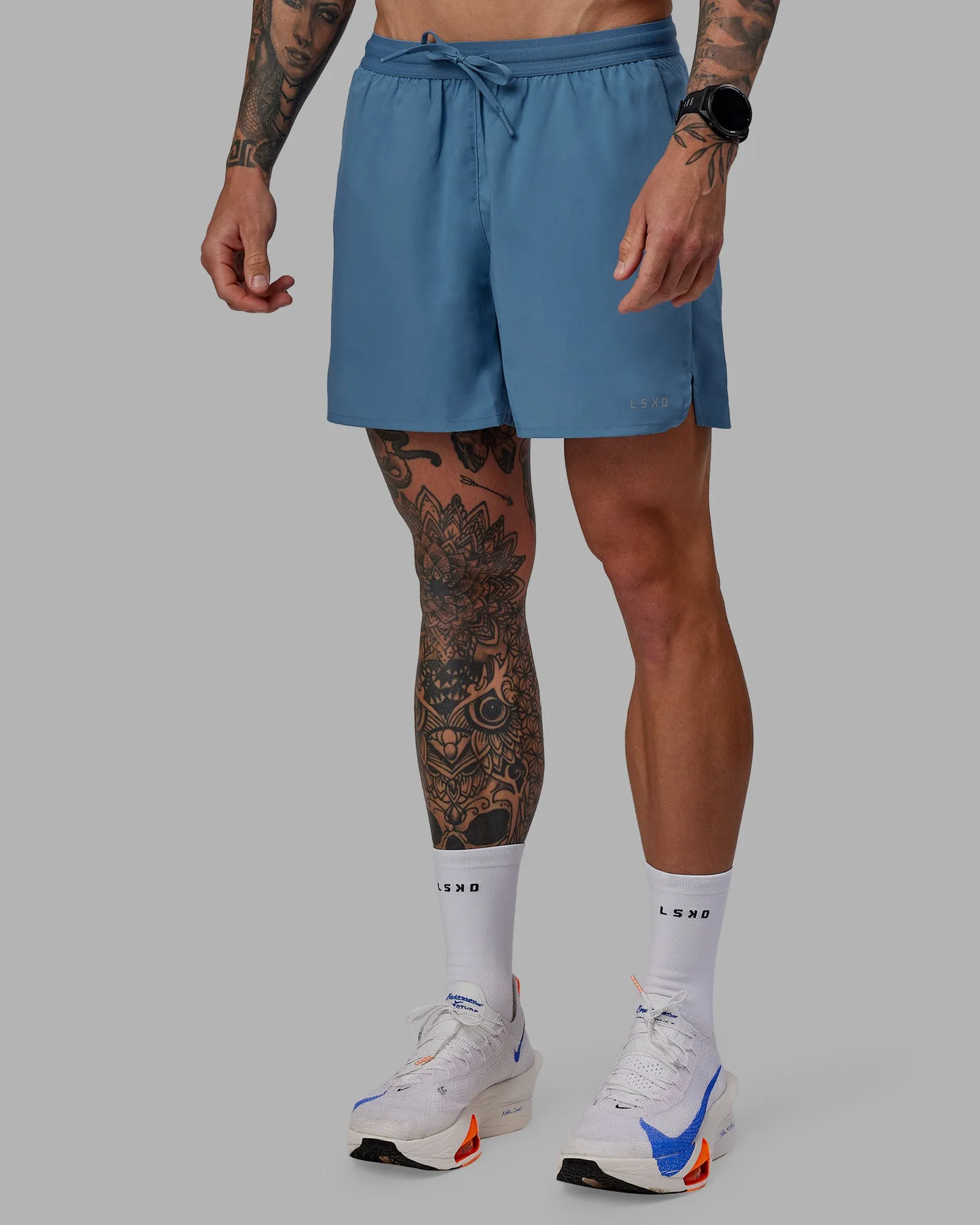 Pace Lined Performance Short  5" - Elemental Blue