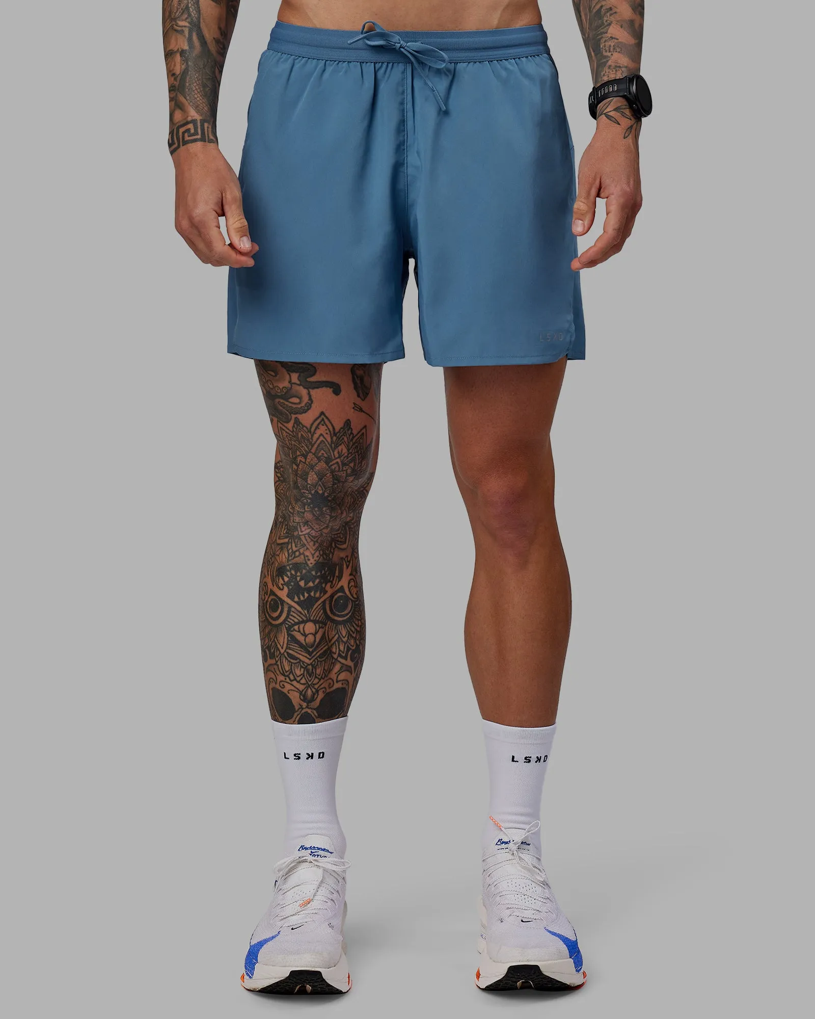 Pace Lined Performance Short  5" - Elemental Blue