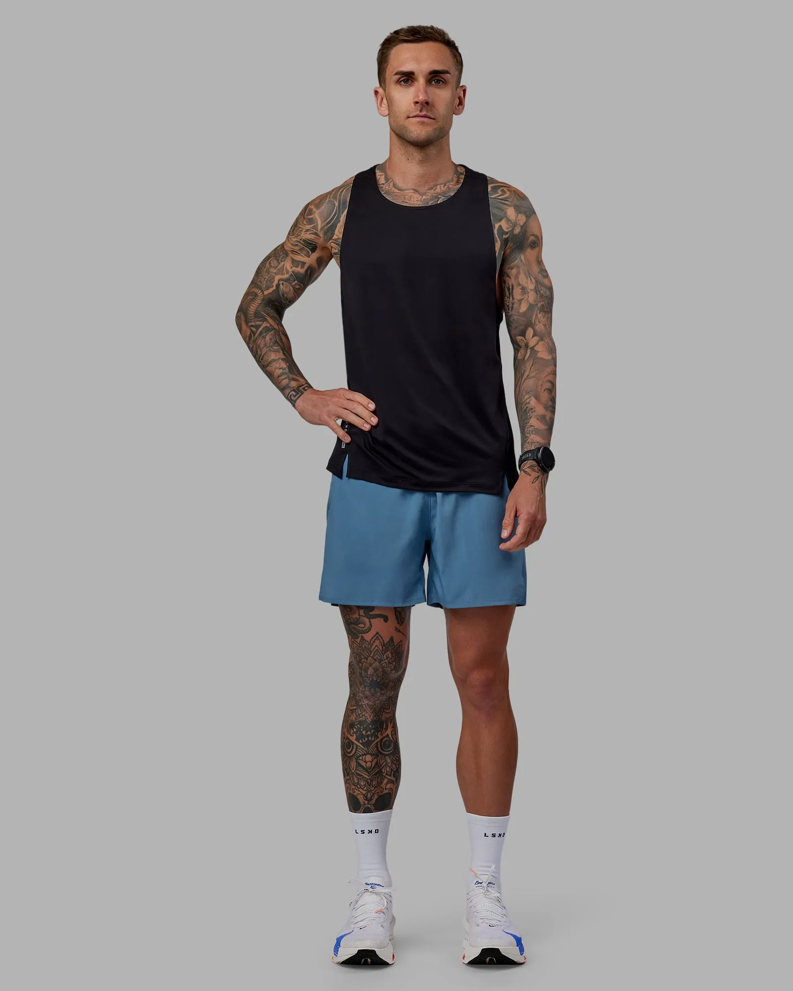 Pace Lined Performance Short  5" - Elemental Blue