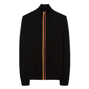 Paul Smith - 'Artist Stripe' Full Zip Cardigan in Black