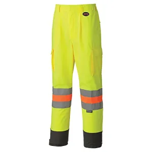 Pioneer V1190260 Traffic Québec Work Pants - Breathable - 6 Pockets, Yellow-Green