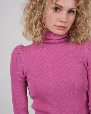 puff sleeve turtleneck sweater - magenta