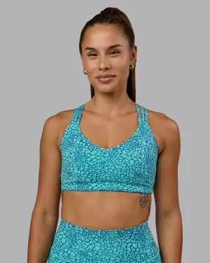 Push The Limit Sports Bra - Aquatic Awe Vitality Print